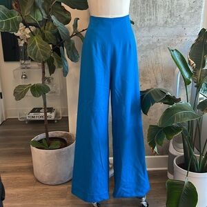 Sergio Hudson High Waisted Wide Leg Pants Bright Blue